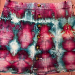 HOMEMADE: Tie-dye Loft Brand jean skirt Size 12